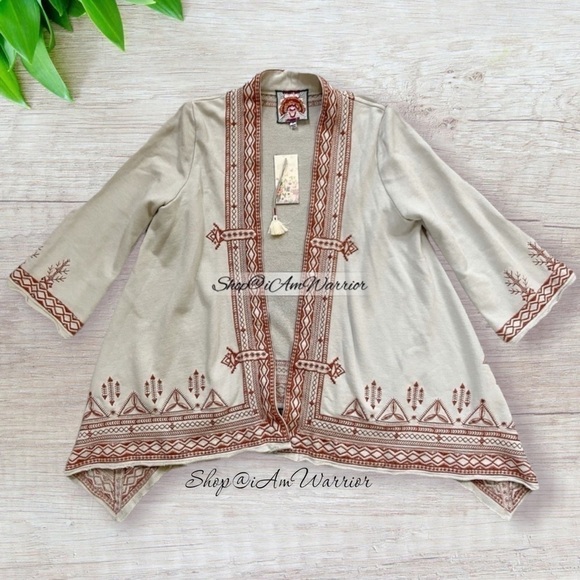 Johnny Was NWT cotton knit embroidered open kimono cardigan *shop@iamwarrior - Picture 5 of 10
